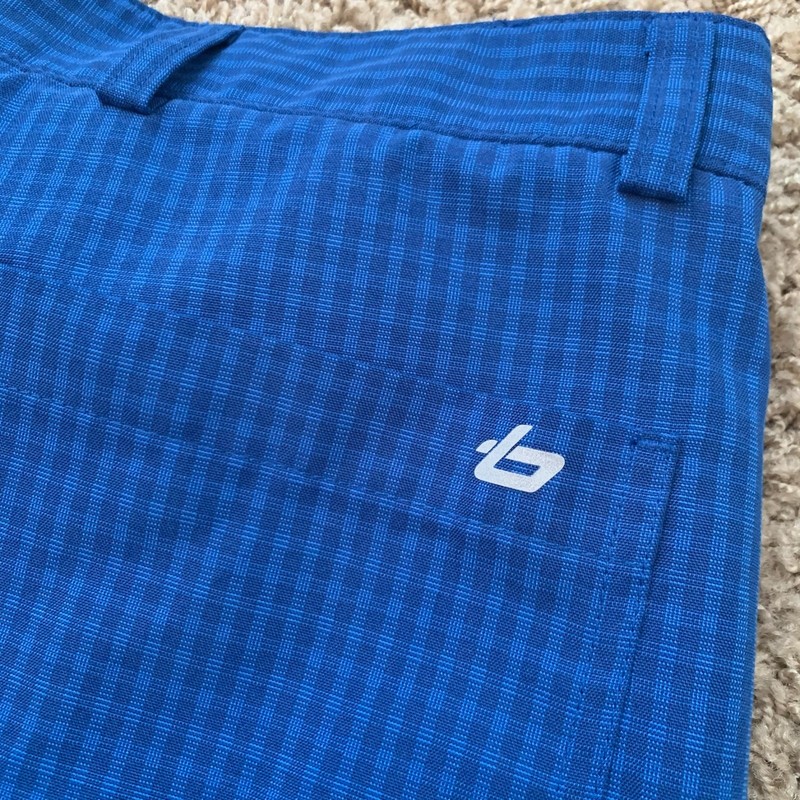 Men's Bolle Golf Tech Shorts Blue Checked Size 32 gallery
