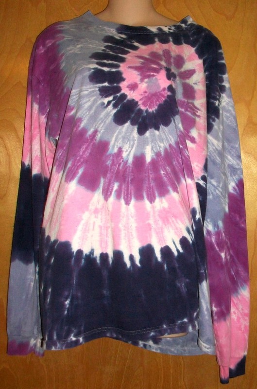 Vintage Anvil 100% Cotton Pink Purple Spiral Tie Dye Pullover T-Shirt Top LARGE