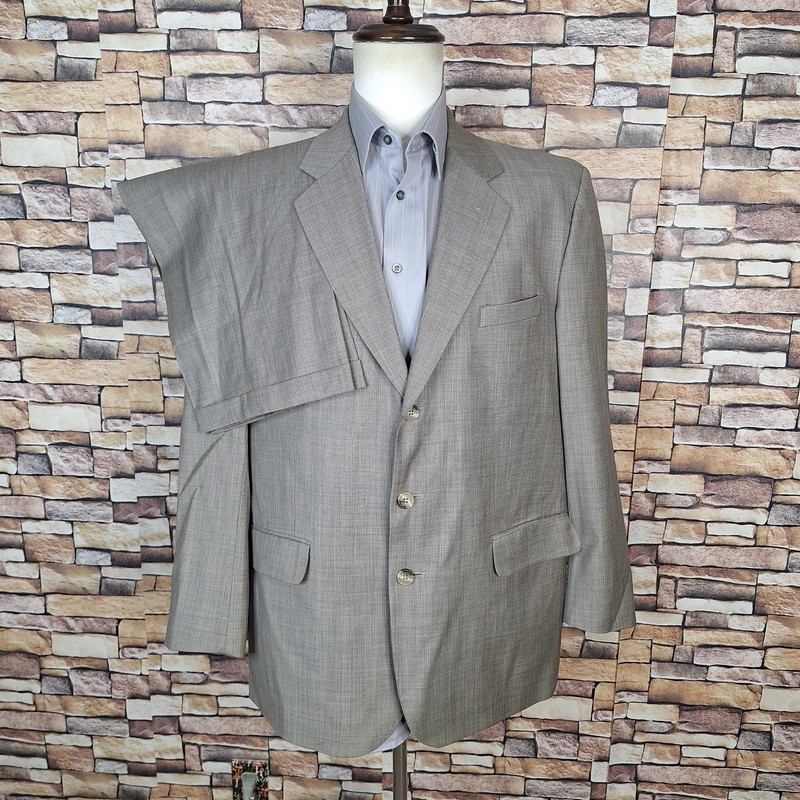 Oleg Cassini Suit 2 Piece Mens 44R Trousers 36X32 Tan 3 Button VL
