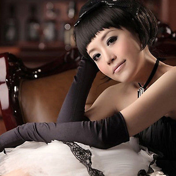 Stretchy Long Opera Gloves Party Satin Gloves Adult Size Elbow Length Wedding US gallery