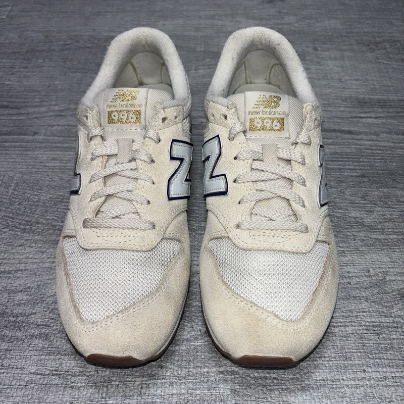 New Balance 550 Womens Shoes Size 7.5B White Gold Suede/Nylon Uppers WL996JJ2