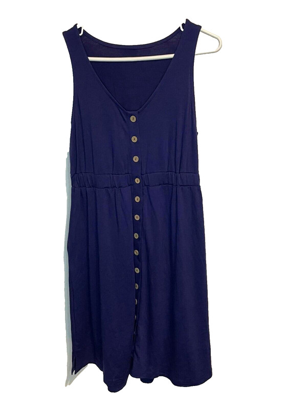 Trendsi Button Down Empire Waist Dress Women’s Size S Dark Blue New With Tags
