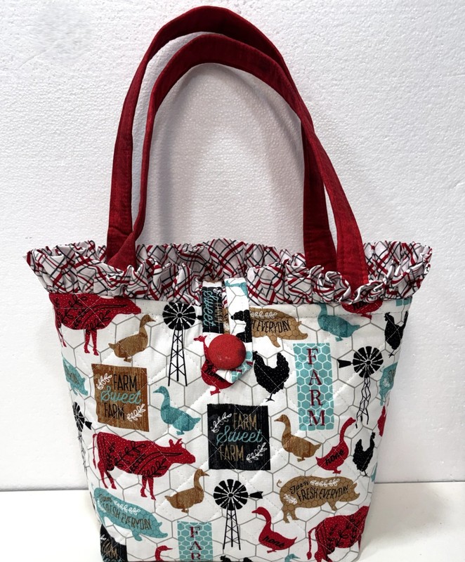 NEW Handmade Tote Purse bag cow pig country farm duck rooster faffygiraffe