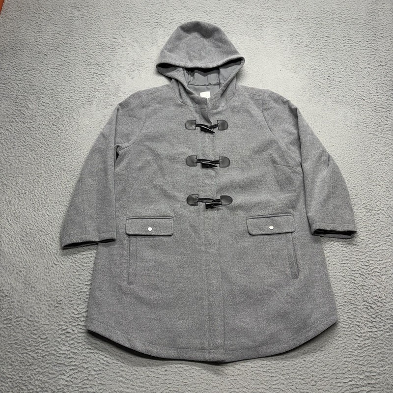 Big Chill Jacket Womens Large Gray Knit Hooded Toggle Close Sherpa Lined Pockets