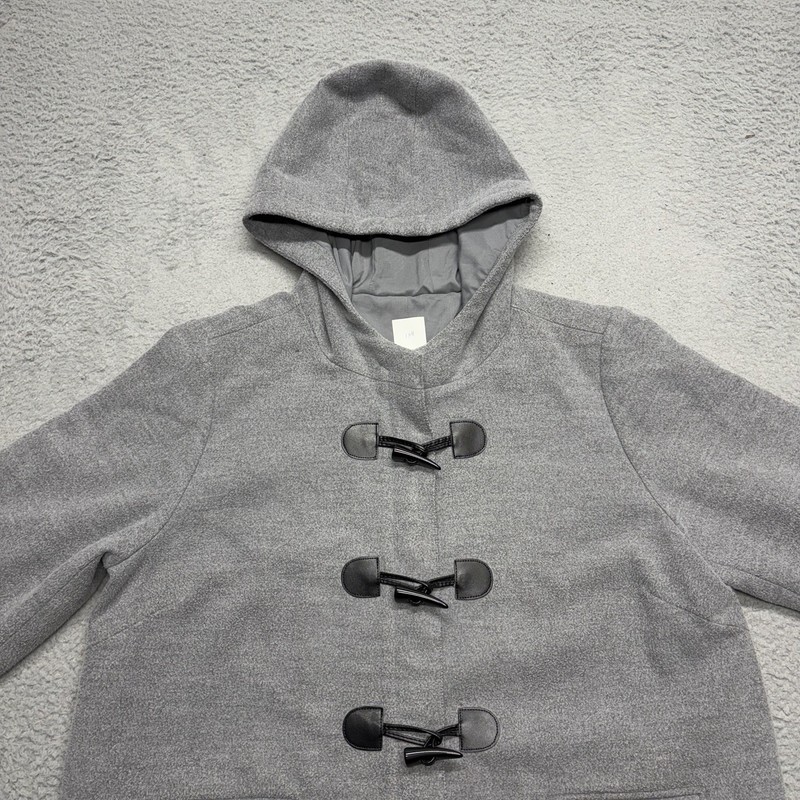 Big Chill Jacket Womens Large Gray Knit Hooded Toggle Close Sherpa Lined Pockets gallery