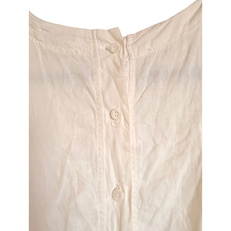 Summer Boho Coastal Festival Thread & Supply Linen Blend Button Back Top XS gallery