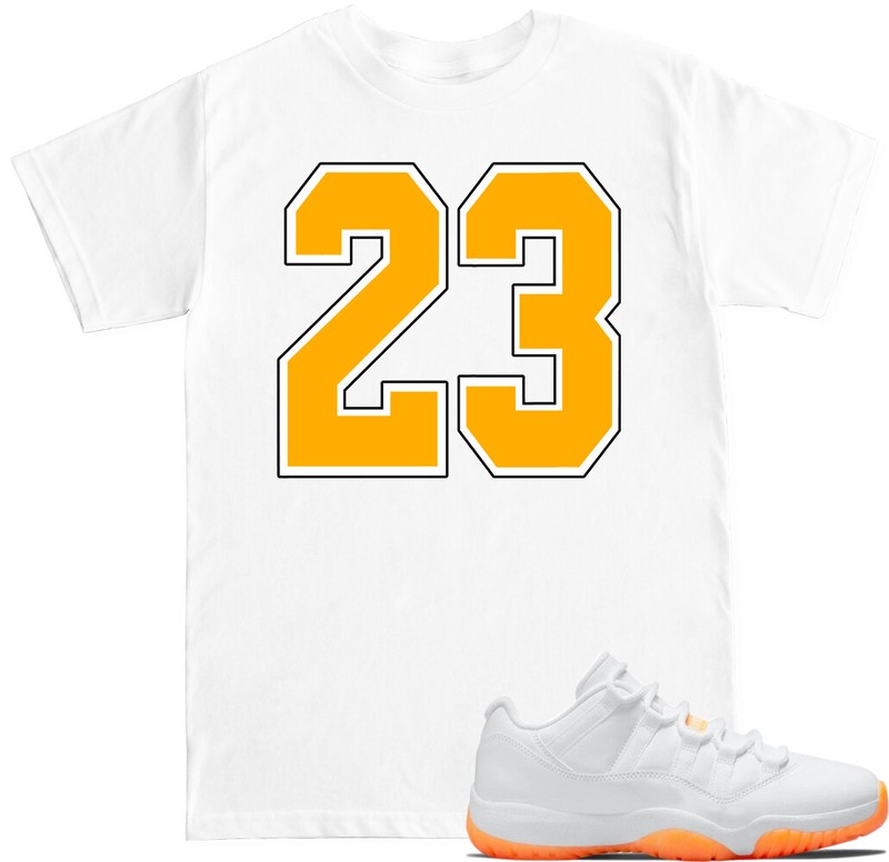 23 Citrus MJ 11 white T Shirt to match with Air Js 11 Citrus Retro 11 shoes