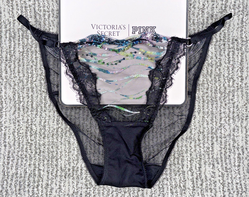 Victoria’s Secret Very Sexy NWT XXL Black Siren Sequin String Bikini Panty