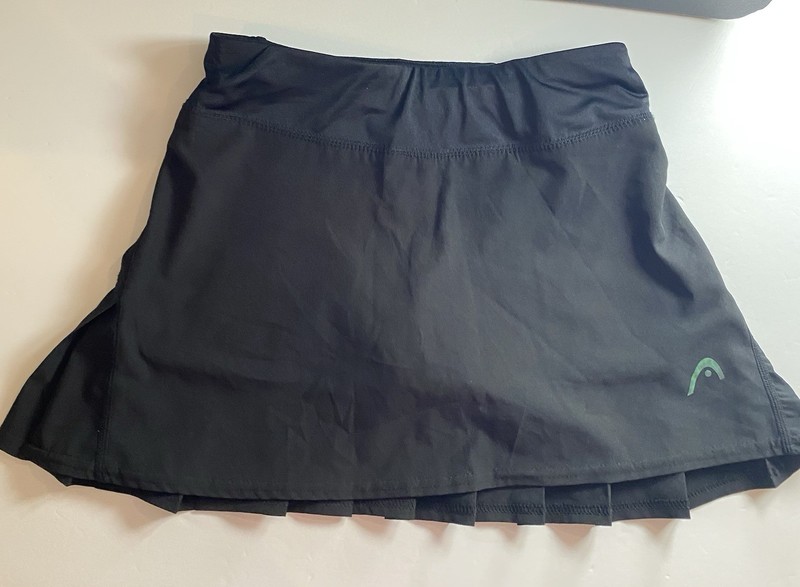 HEAD Women’s XS Black/Green Solid Pull-On Stretch Elastic Waist Tennis Skort