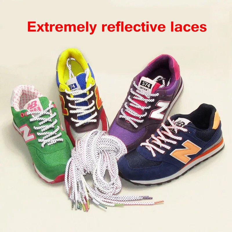 1 Pair Round Reflective Shoe laces Replacement Rope for Sneakers Running Shoes gallery