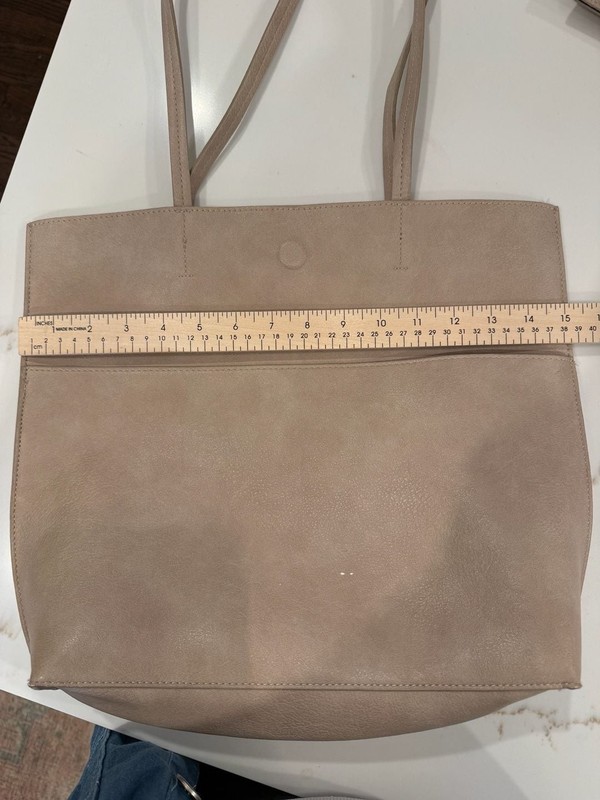 Chic Taupe Tote - Vegan Leather Tote Bag - Tan Handbag-Street Level-With Clutch gallery