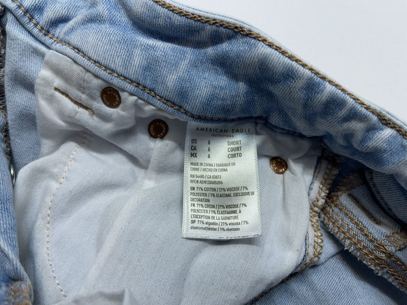 American Eagle Button Fly Jeans Womens Size 6 Wide Leg 26x28 Stretch Blue Denim gallery