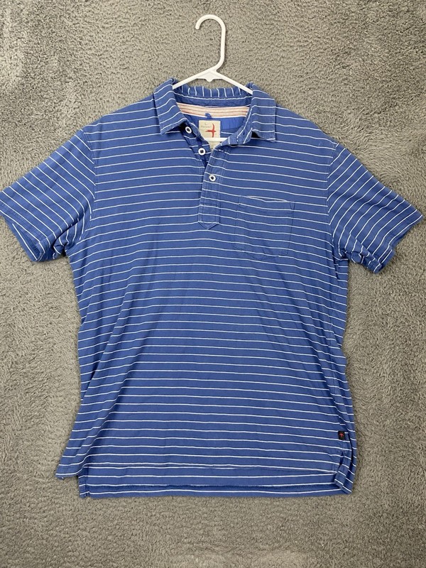 Relwen Jersey Stripe Polo Mens Large Blue Lightweight Durable