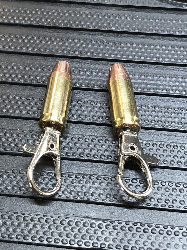 Pair Of Real 9mm Hollow Point Bullet Zipper Pulls Or Keychains Unique Gift gallery