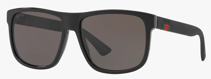 Gucci Men’s Rectangle Grey Lens Black Frame Sunglasses
