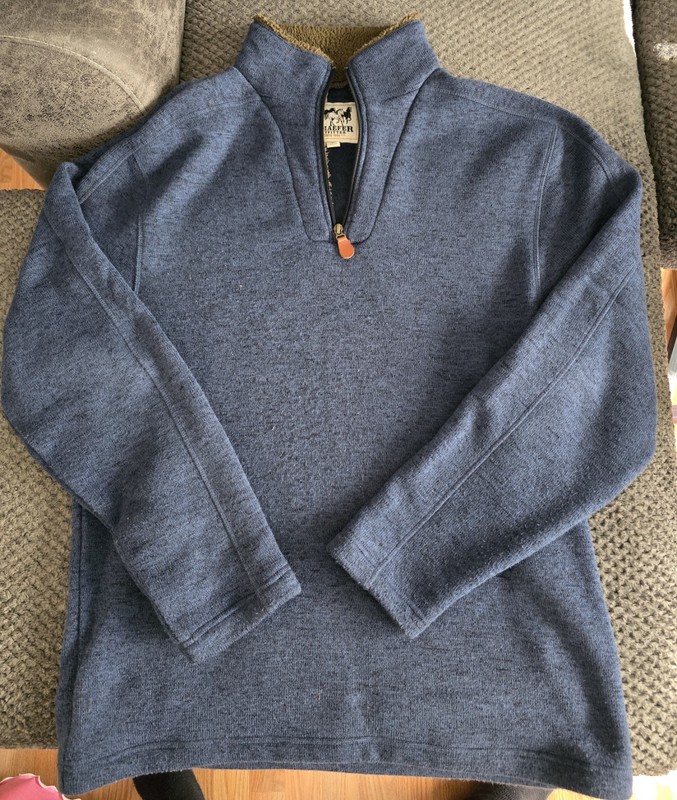 Schaefer Outfitter Elkhorn 1/4 Zip Pullover Sweater Size Large Navy