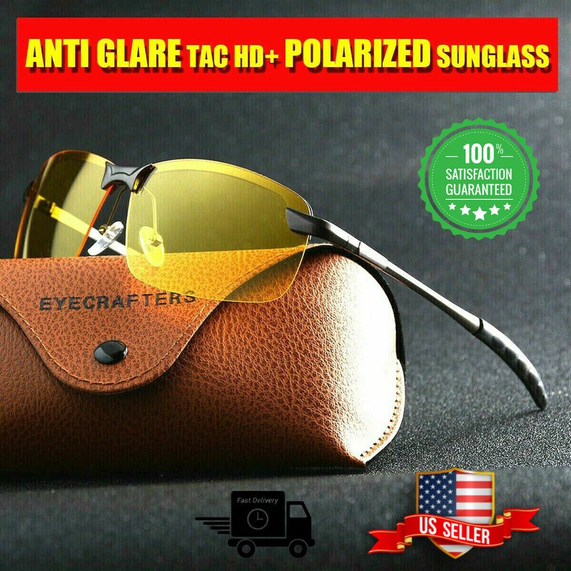 Tac HD Polarized Day & Night Vision glasses Men Driving Pilot Aviator sunglasses