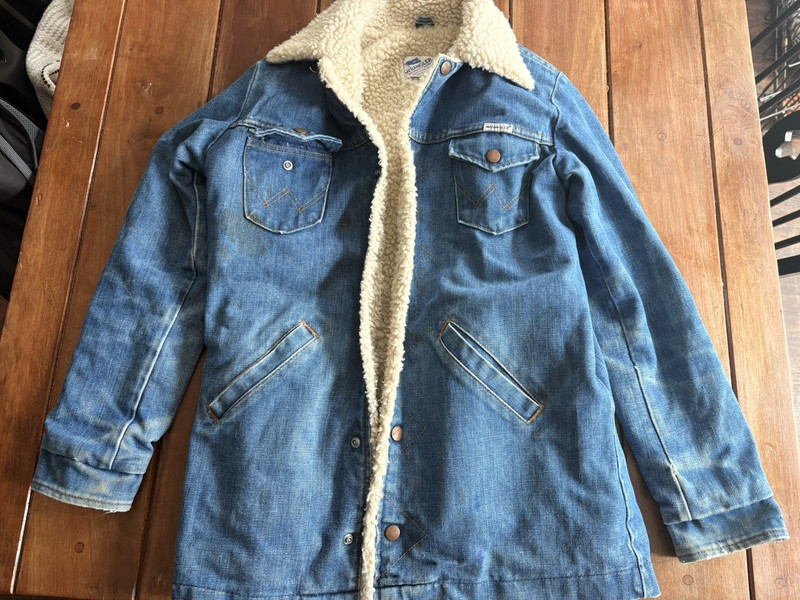 Wrangler Men’s Blue Sherpa Lined Trucker Jacket Western Workwear Size x-small