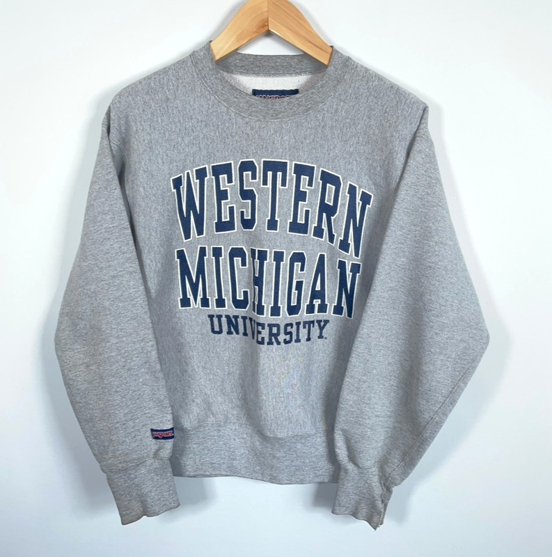 90s JanSport Western Michigan Universty Sweatshirt Adult Large Gray College