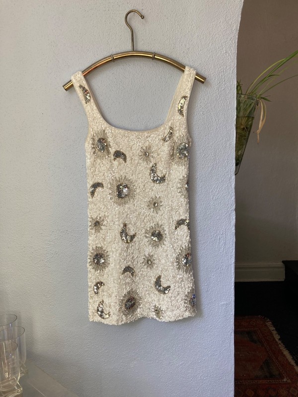 Lets Go Celestial Sequins White Mini Dress: Show Me Your Mumu XS