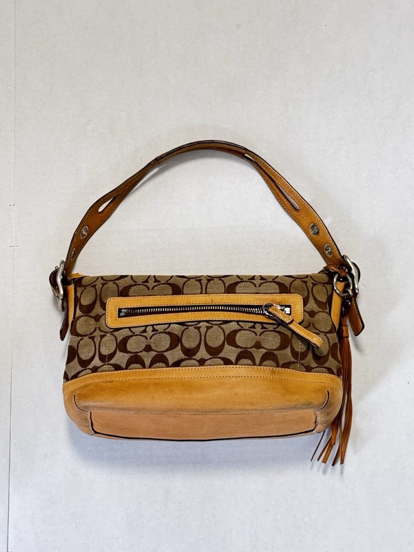 Vintage Coach Signature East West Bag Jacquard C 9363 Y2K Hobo Shoulder Fringe