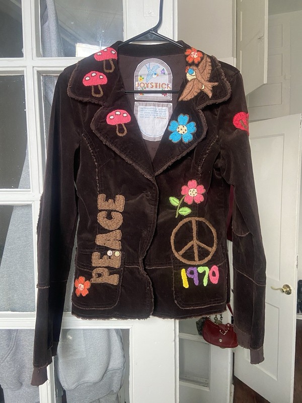 Vintage JOYSTICK Women’s Brown Blazer Jacket Embroidered