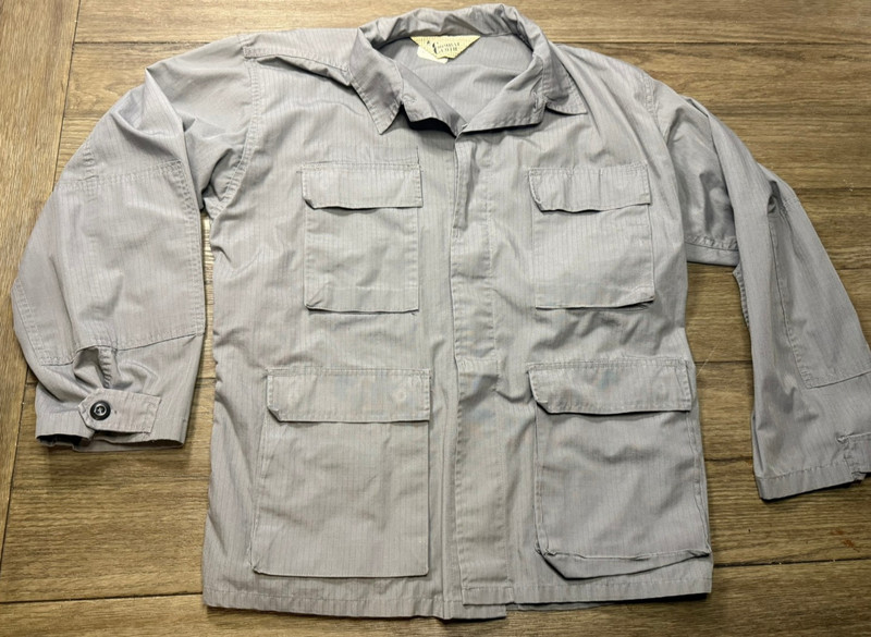 Brigade Quartermasters Combat Cloth Button Up Gray Field Shirt Size Large