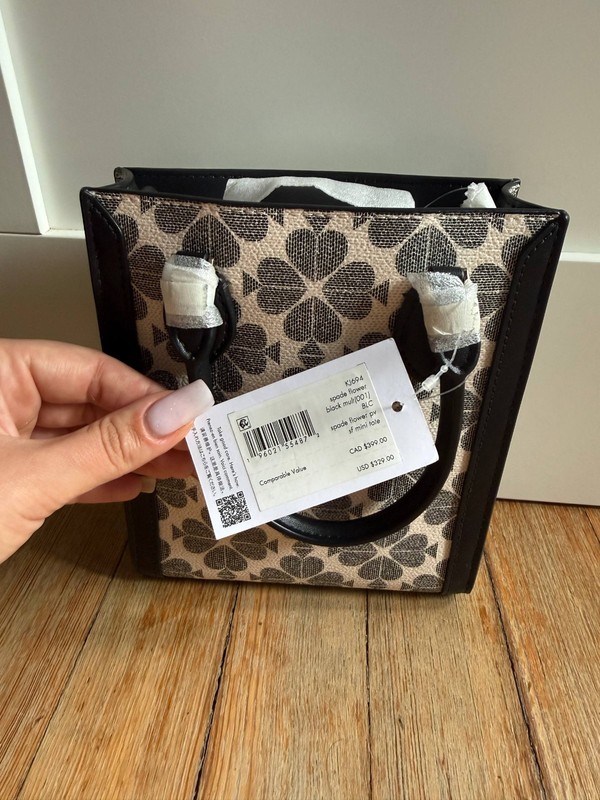 Kate Spade Manhattan Mini Tote Floral Jacquard Leather Crossbody NWT gallery