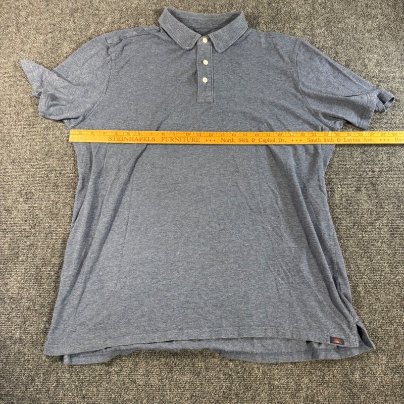 Faherty Mens Pima Cotton Modal Blend Short Sleeve Polo Shirt Blue XL Heathered gallery