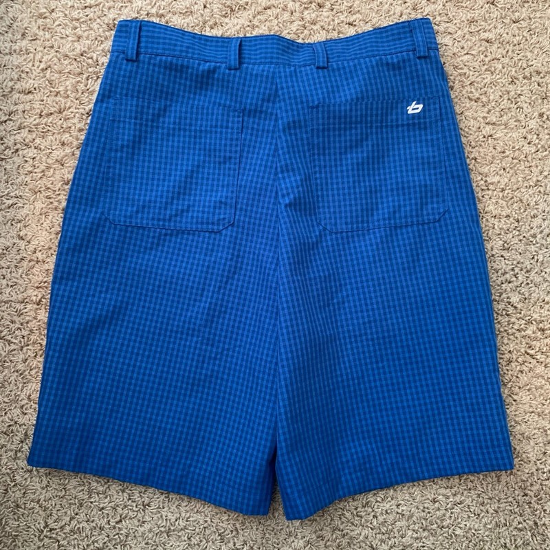 Men's Bolle Golf Tech Shorts Blue Checked Size 32 gallery