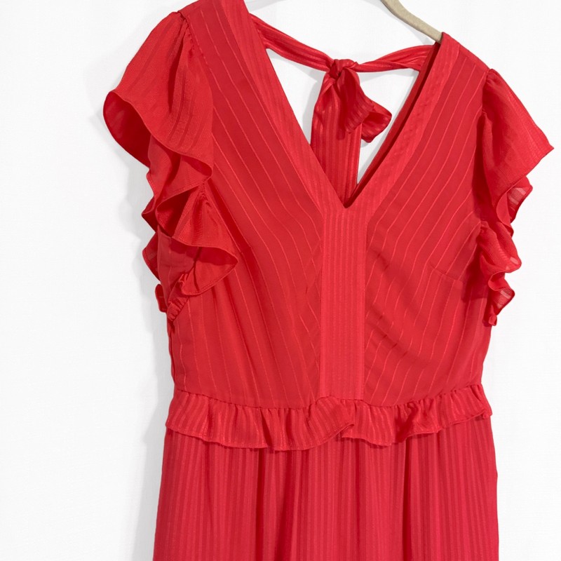 Ted Baker London Tiliana Coral Red Ruffle Tiered Midi Dress Size 3 gallery