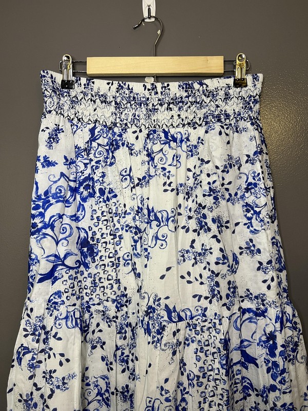 Atelier New York Skirt Womens 6 Blue Floral Peasant Maxi Lined Pockets Boho