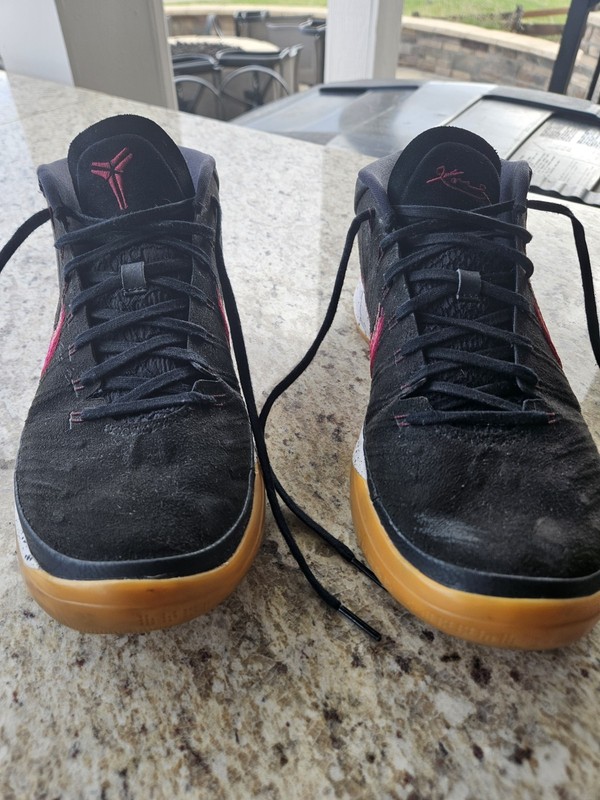 Nike Men’s Mid Top Basketball Sneakers Black/Red Swoosh Gum Rubber Sole gallery
