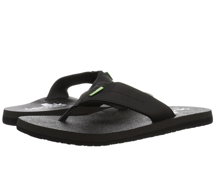 Sanuk Men's Sz 8 Beer Cozy Coaster Flip-Flop Black NWT