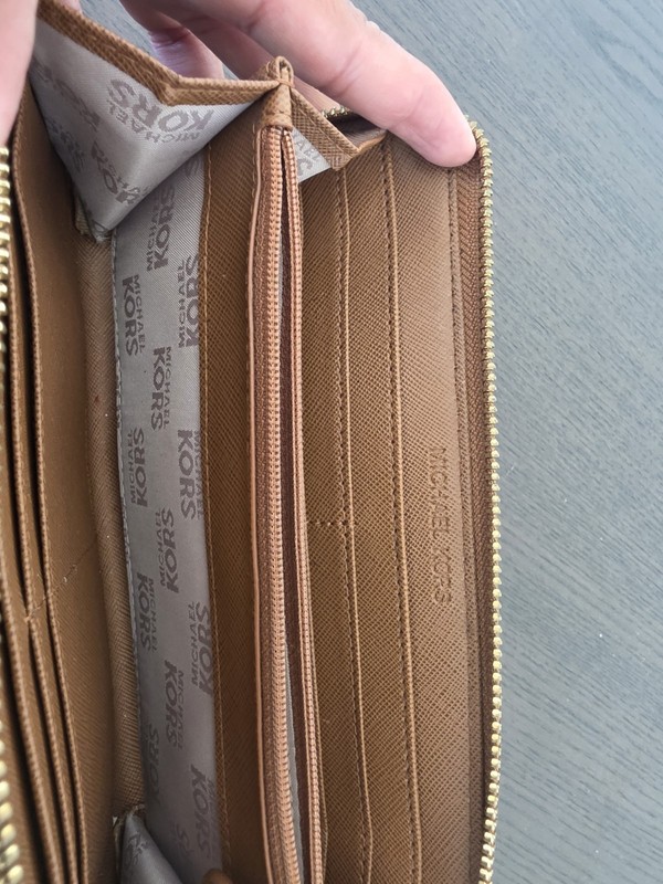 Michael Kors Signature Zip-Around Wallet Brown/Tan Studded Organizer