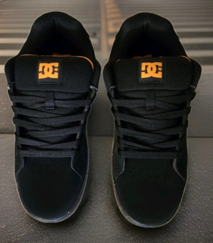 DC Gaveler Casual Men's # 13 Shoes Low Top Skateboard Black/Gray/Orange Skull gallery