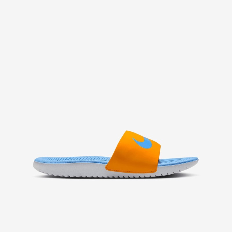Nike Kawa Big Kids' Slides (Orange Peel/White/University Blue) Size 13 - Orange gallery