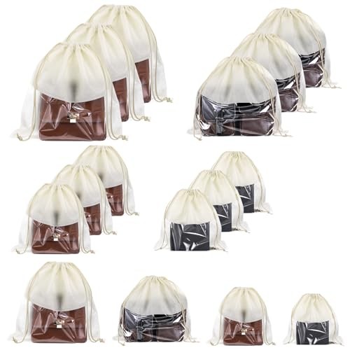 16 PCS Purse Dust Bags for Handbags Dustproof Drawstring Storage Bag with