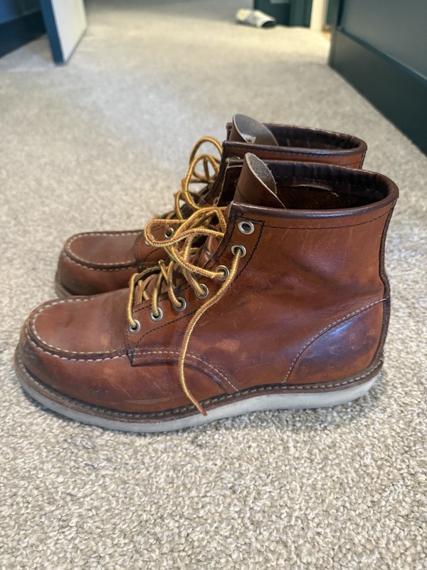 Red Wing Shoes Men’s Brown Leather Moc Toe Lace-Up Ankle Boots US 8 D