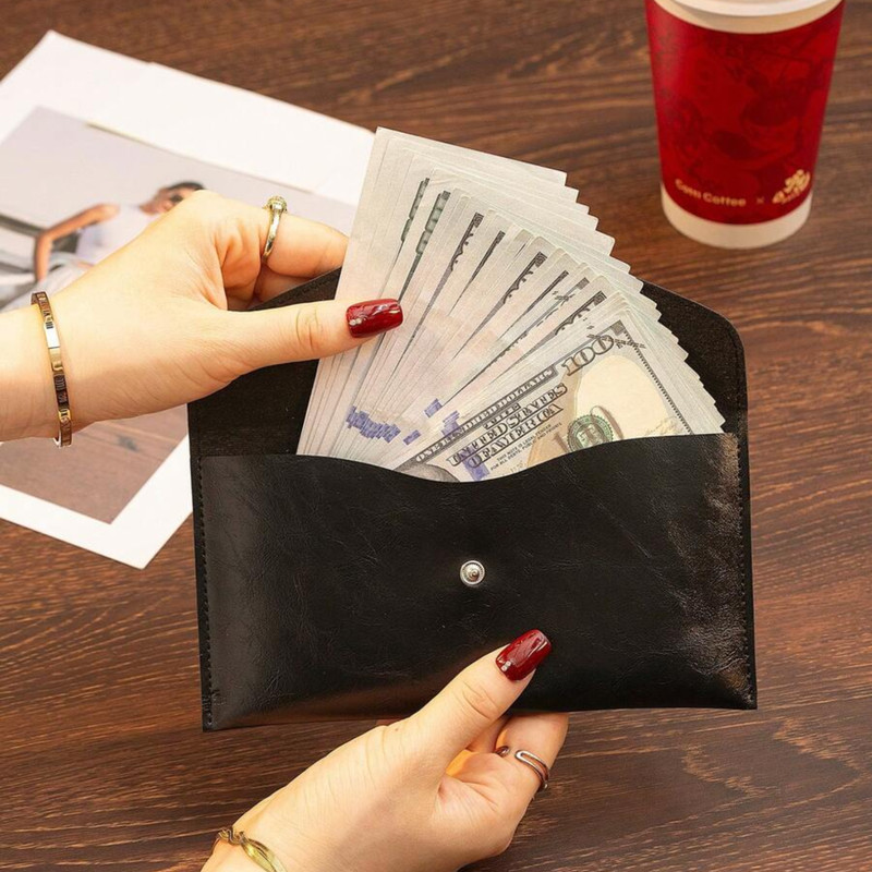 Cash Envelope Wallet PU Leather Pouch Money Organizer Storage Bag Women Moneybag gallery