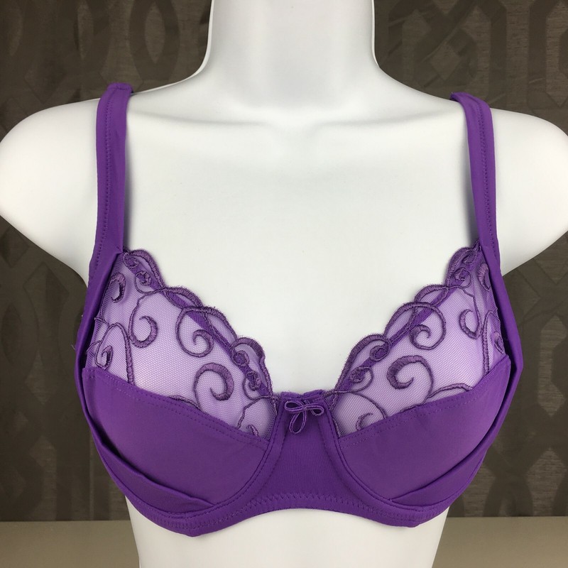 ALEGRO Sexy Lingerie with Embroidered Detail Underwire Bra – Purple Pansy 9035
