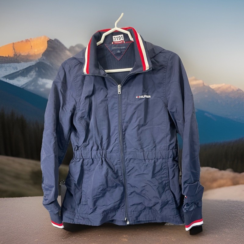 🔥 Tommy Hilfiger • Hooded Jacket Blue Navy Draw String • Women’s Size S