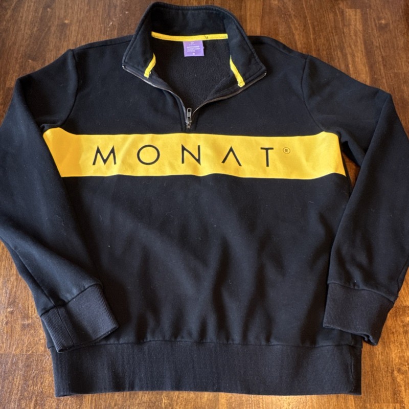 MONAT Black Yellow Fleece 1/2 Zip Sweatshirt Logo Colorblock unisex Size L