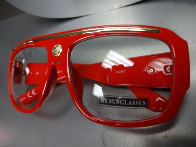 Men's CLASSIC RETRO HIP HOP RAPPER Style Clear Lens EYE GLASSES Thick Red Frame gallery