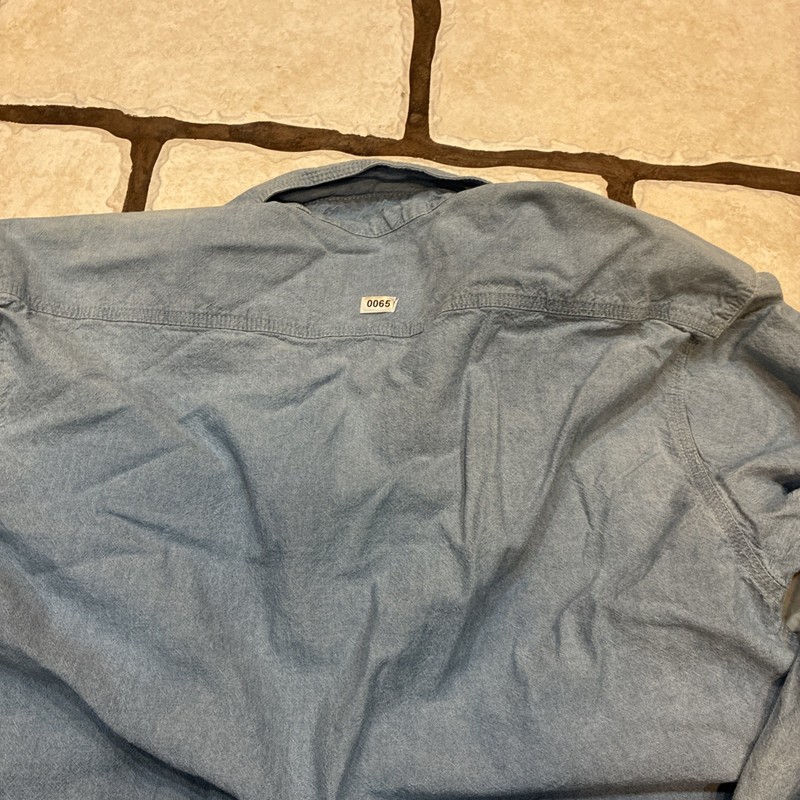 Vintage FIVE BROTHERS blue cotton Flannel made USA long sleeve shirt Size MT gallery