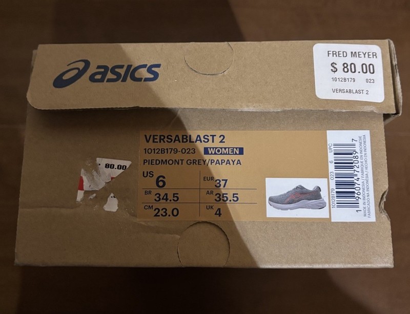 ASICS Women’s Versa Blast 2 Piedmont Grey Papaya Medium Width Brand New