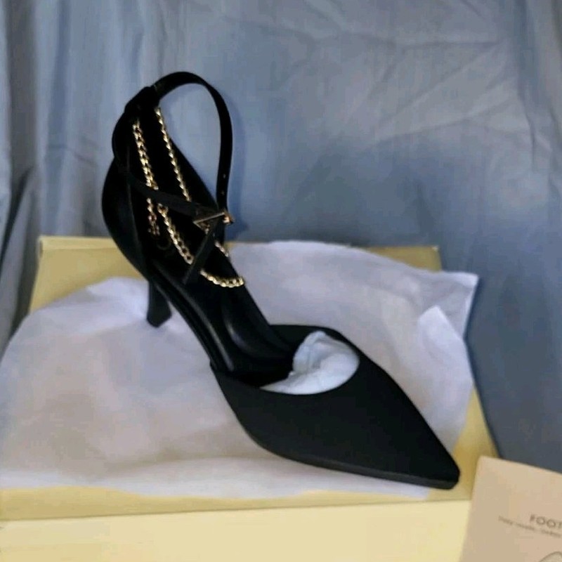 Cosy Island Women’s Black Fly Woven Solid Pointed Toe Strappy Stiletto US 8 NIB