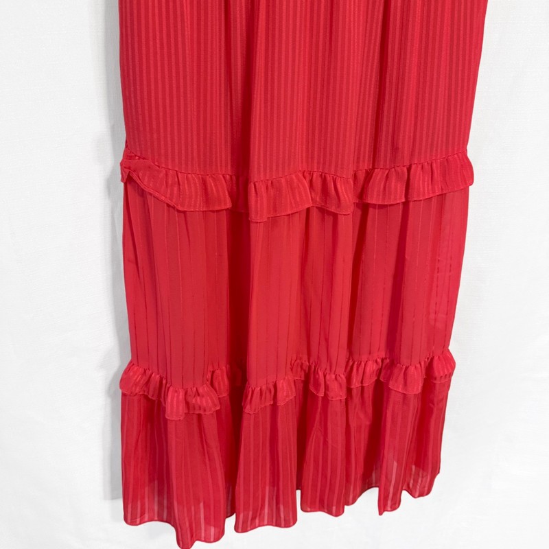 Ted Baker London Tiliana Coral Red Ruffle Tiered Midi Dress Size 3 gallery