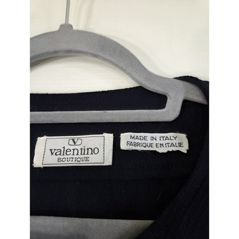 Valentino Boutique Vintage Navy Knit Car Coat Gold VG Logo Buttons Italy, Large gallery