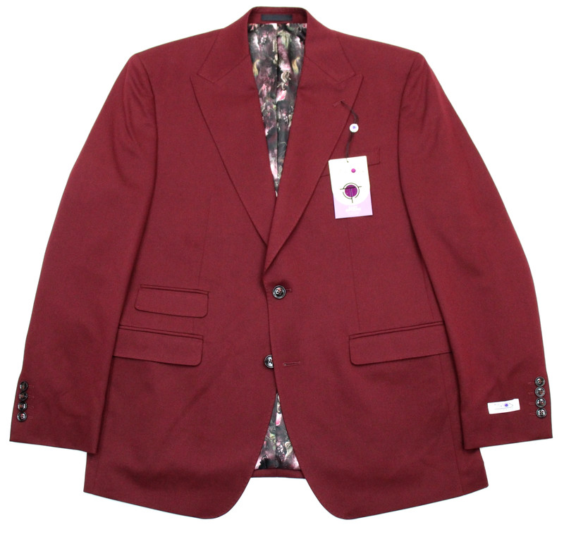 Tayion Suit Jacket 42 R Mens Red Solid Classic Fit Peak Blazer Sport Coat $360 gallery